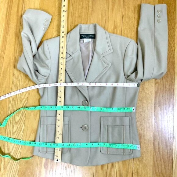 Harve Benard Blazer Jacket Wool Blend Single Breasted Vintage Tan Petite (8P) - Picture 6 of 8